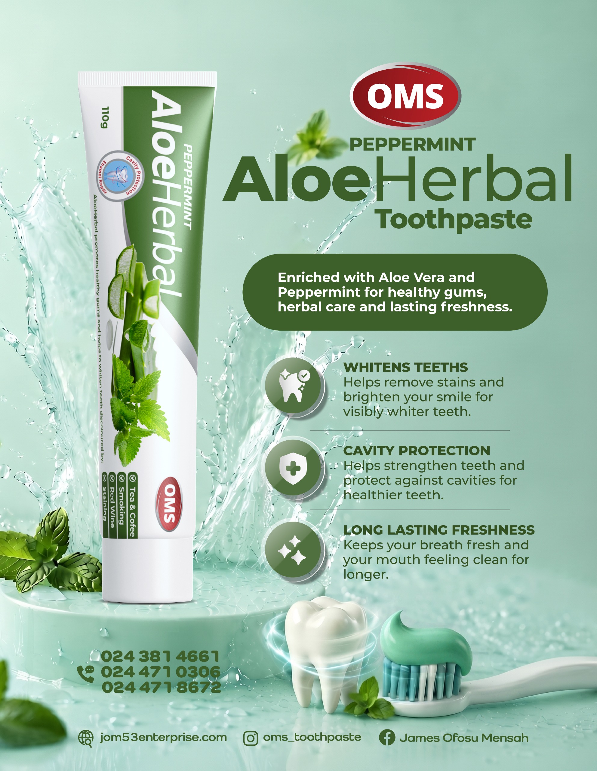 OMS TeaTree Charcoal Plus Cloves toothpaste flyer